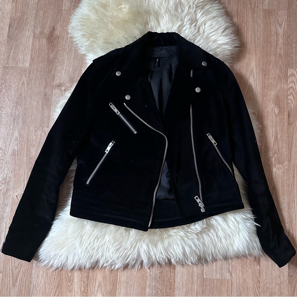 Rag & Bone Black Velvet Mercer Velvet Moto Jacket - Picture 2 of 6